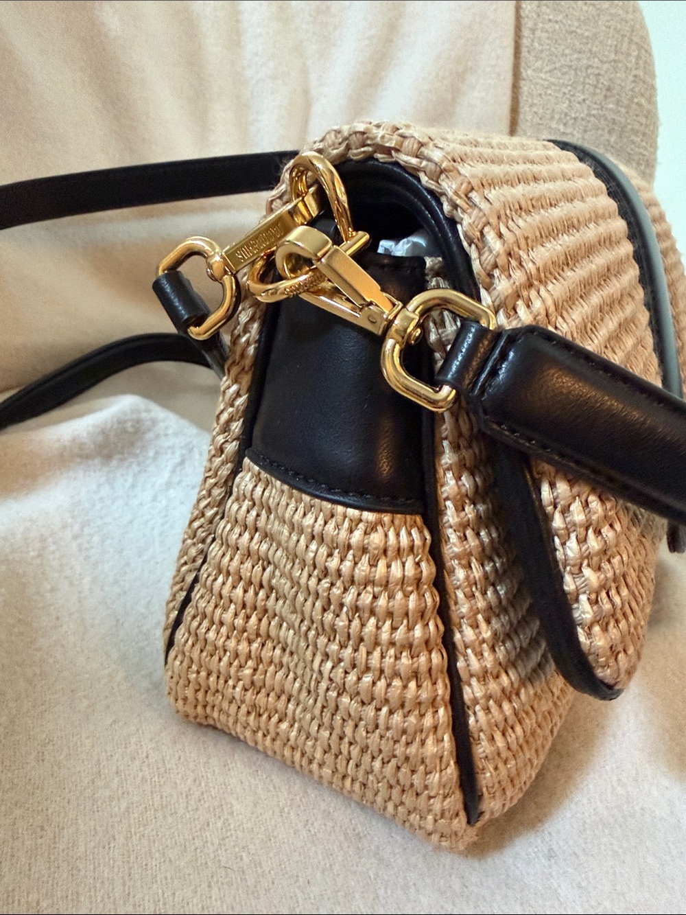 Jacquemus woven straw & black leather trimmed bag - Picture 3 of 11
